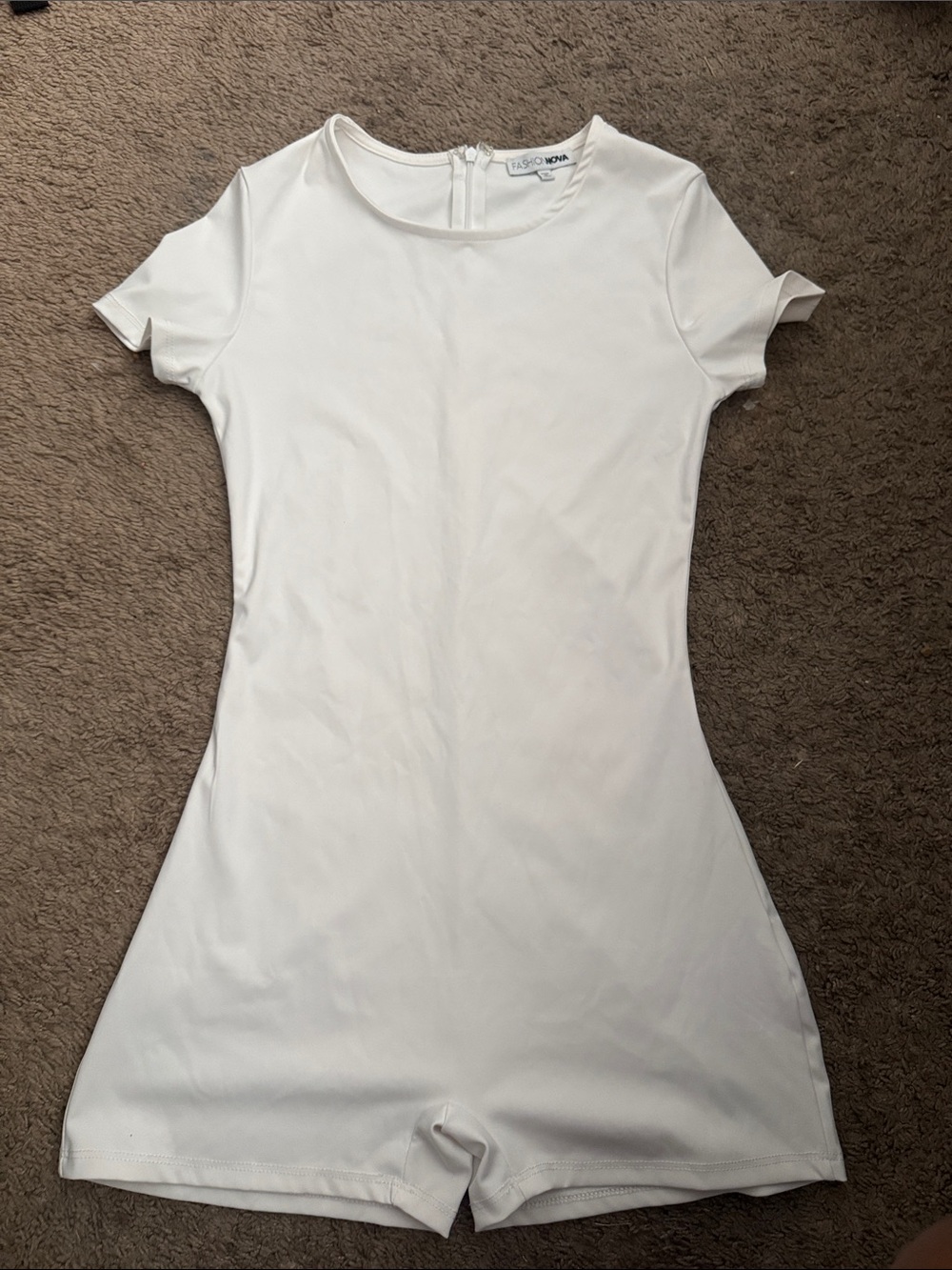 Fashion Nova White Short Sleeve Romper Dress
